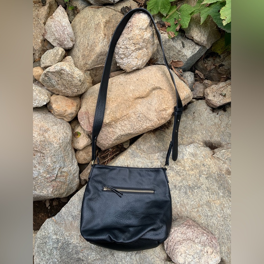 Antik Kraft Black Vegan Faux Leather Crossbody Bag Purse 90s Grunge‎ Moto Retro
